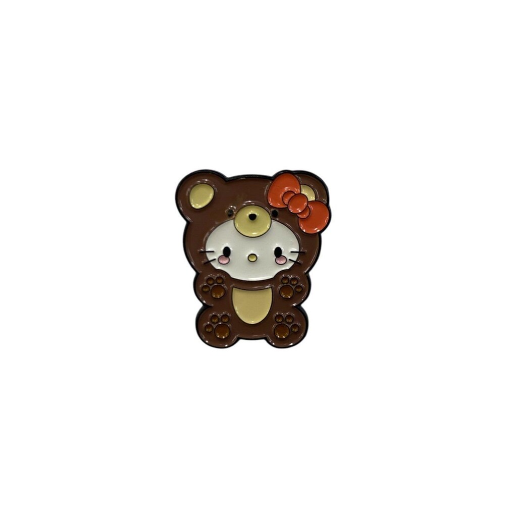 Hello Kitty Teddy Bear Enamel Pin. Hello Kitty Dressed Up in Bear Costume